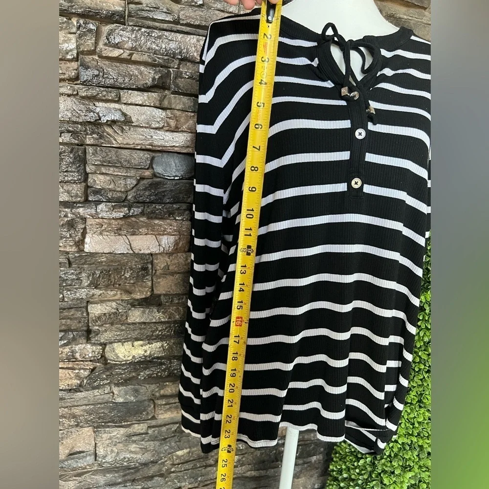 Black and White Striped Women's Top